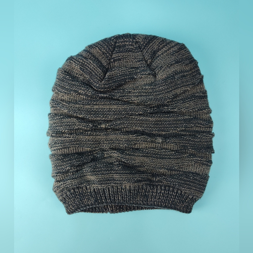 Shein Womens Slightly Slouchy Floppy Beanie Hat Warm Winter Fuzzy Brown / Black